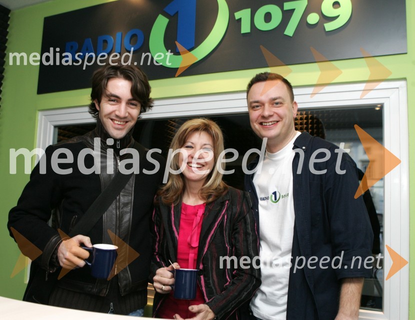 Edward Clug, vodja baleta SNG Maribor, Mima Jaušovec, kapetanka slovenske ženske teniške reprezentance in Sašo Papp, programski direktor radijske mreže Infonet ter moderator na Radiu 1Radio 1, otvoritev nove radijske postaje