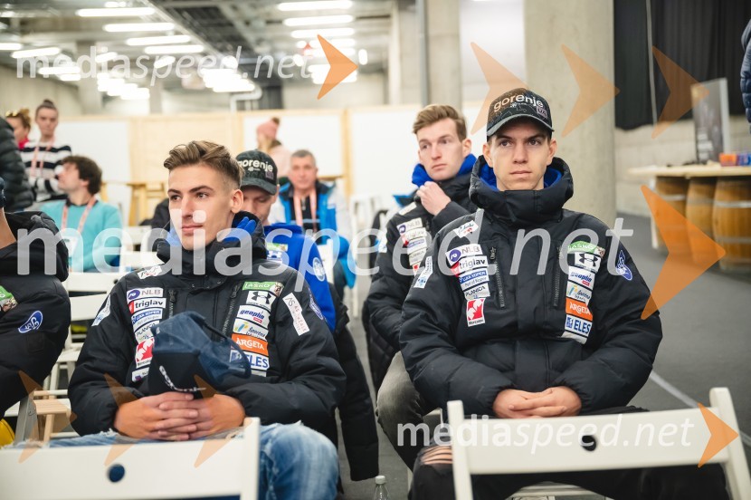  Timi Zajc, smučarski skakalec;  Žak Mogel, smučarski skakalecNovinarska konferenca Petra Prevca ob zaključku njegove tekmovalne poti