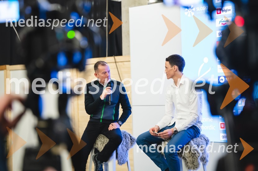  Enzo Smrekar, predsednik uprave Droge Kolinske in glavni direktor strateškega poslovnega področja v Atlantic Grupi, predsednik SZS, podpredsednik Olimpijskega komiteja Slovenije;  Peter  Prevc, smučarski skakalecNovinarska konferenca Petra Prevca ob zaključku njegove tekmovalne poti