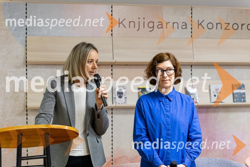 Simona Mele, predsednica uprave Mladinska knjiga;  Alenka Veler, urednica za mladinsko književnost, Mladinska knjigaRazglasitev zmagovalnega romana za nagrado modra ptica 2024