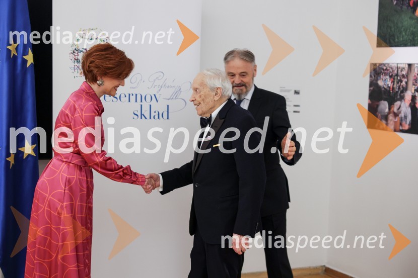 dr. Asta Vrečko, ministrica za kulturo; dr. Henrik Neubauer, nekdanji slovenski baletni plesalec, koreograf, umetniški vodja, zdravnik, režiser in pedagogDržavna proslava ob kulturnem prazniku in podelitev Prešernovih nagrad 2024
