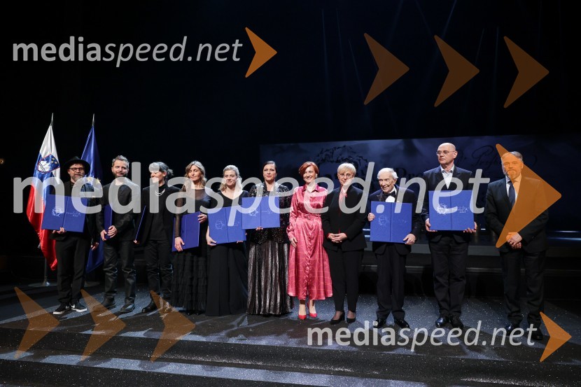  Ciril Horjak alias dr. Horowitz, ilustrator;  Tomato Košir, oblikovalec;  Sara Kern, režiserka;  Miljana Cunta, pesnica;  Jana Zupančič, igralka;  Nuška Drašček, pevka; dr. Asta Vrečko, ministrica za kulturo; dr. Nataša Pirc Musar, predsednica Republike Slovenije; dr. Henrik Neubauer, nekdanji slovenski baletni plesalec, koreograf, umetniški vodja, zdravnik, režiser in pedagog;  ... ; dr. Jožef Muhovič, predsednik Upravnega odbora Prešernovega skladaDržavna proslava ob kulturnem prazniku in podelitev Prešernovih nagrad 2024