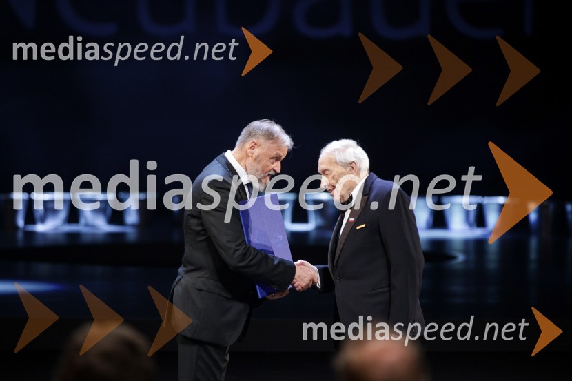 dr. Jožef Muhovič, predsednik Upravnega odbora Prešernovega sklada; dr. Henrik Neubauer, nekdanji slovenski baletni plesalec, koreograf, umetniški vodja, zdravnik, režiser in pedagogDržavna proslava ob kulturnem prazniku in podelitev Prešernovih nagrad 2024