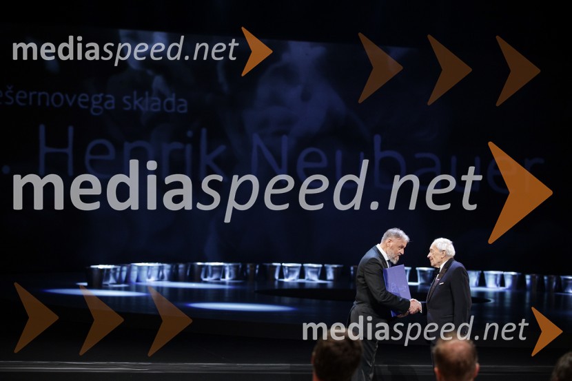 dr. Jožef Muhovič, predsednik Upravnega odbora Prešernovega sklada; dr. Henrik Neubauer, nekdanji slovenski baletni plesalec, koreograf, umetniški vodja, zdravnik, režiser in pedagogDržavna proslava ob kulturnem prazniku in podelitev Prešernovih nagrad 2024