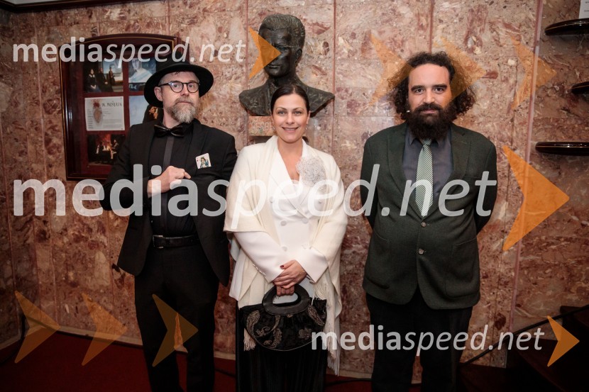  Ciril Horjak alias dr. Horowitz, ilustrator;  Nuška Drašček, pevka;   Jure Novak, režiser, direktor, Prešernovo gledališče KranjPrešernov dan v Kranju