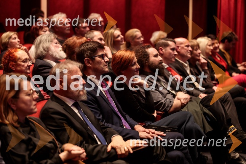 dr. Jožef Muhovič, predsednik Upravnega odbora Prešernovega sklada;  Matjaž Rakovec, župan Mestne občine Kranj; dr. Asta Vrečko, ministrica za kulturoPrešernov dan v Kranju