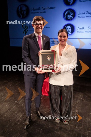  Matjaž Rakovec, župan Mestne občine Kranj;  Nuška Drašček, pevkaPrešernov dan v Kranju