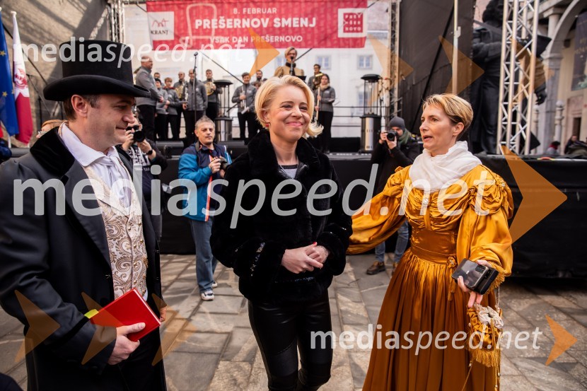  Klemen Malovrh, direktor, Zavod za turizem Kranj; mag. Urška Klakočar Zupančič, predsednica Državnega zbora RS, podpredsednica, Gibanje Svoboda;  Ines Šmon, MOKPrešernov smenj 2024