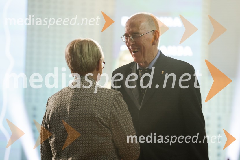 dr. Nataša Pirc Musar, predsednica Republike Slovenije;  Vojko Orel, upokojeni bivši direktor Javnega zavoda za šport Nova GoricaBloudkovi nagrajenci 2023