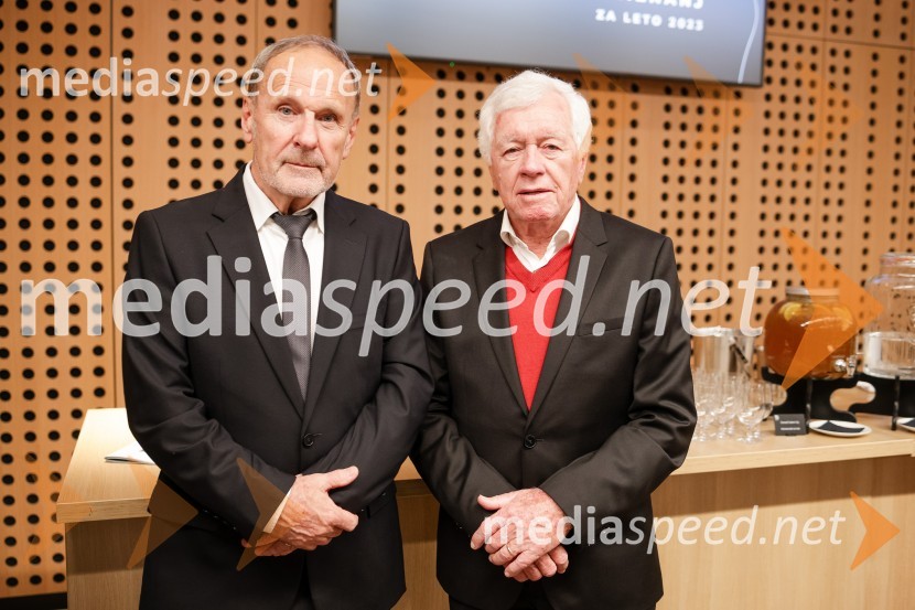  Viktor Grošelj, predsednik Odbora za podeljevanje Bloudkovih priznanj;  Tone Vogrinec, športni in smučarski funkcionarBloudkovi nagrajenci 2023