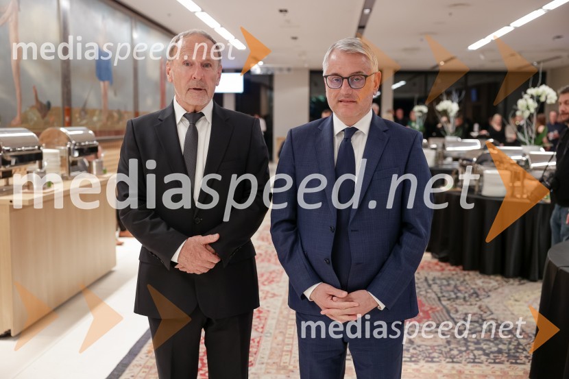  Viktor Grošelj, predsednik Odbora za podeljevanje Bloudkovih priznanj;  Matjaž Han, minister za gospodarstvo, turizem in športBloudkovi nagrajenci 2023