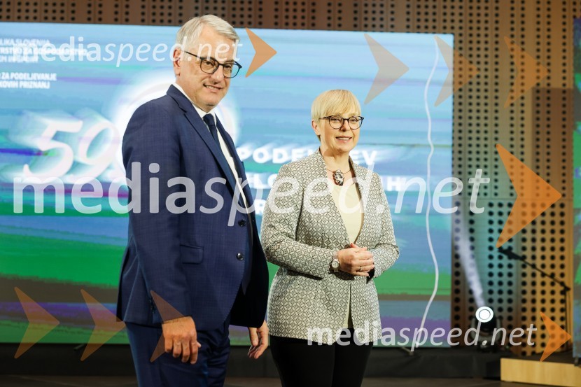  Matjaž Han, minister za gospodarstvo, turizem in šport; dr. Nataša Pirc Musar, predsednica Republike SlovenijeBloudkovi nagrajenci 2023