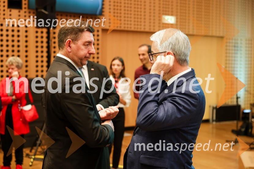 dr. Aleš Musar, lastnik Ruske dače;  Matjaž Han, minister za gospodarstvo, turizem in športBloudkovi nagrajenci 2023