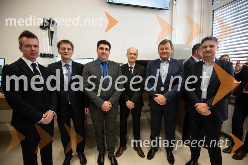 prof. dr. Matej Vesenjak, dekan, Fakulteta za strojništvo UM; prof. dr. Zdravko Kačič, rektor Univerze v Mariboru; asist. dr. Timi Gomboc, Fakulteta za strojništvo UM; red. prof. dr. Matjaž Hriberšek, Fakulteta za strojištvo; dr. Aleksander Jevšek, minister za kohezijo in regionalni razvoj;  Robert Grah, direktor, Pomurska gospodarska zbornicaSlovesna otvoritev prenovljenega laboratorija Pomurski laboratorij