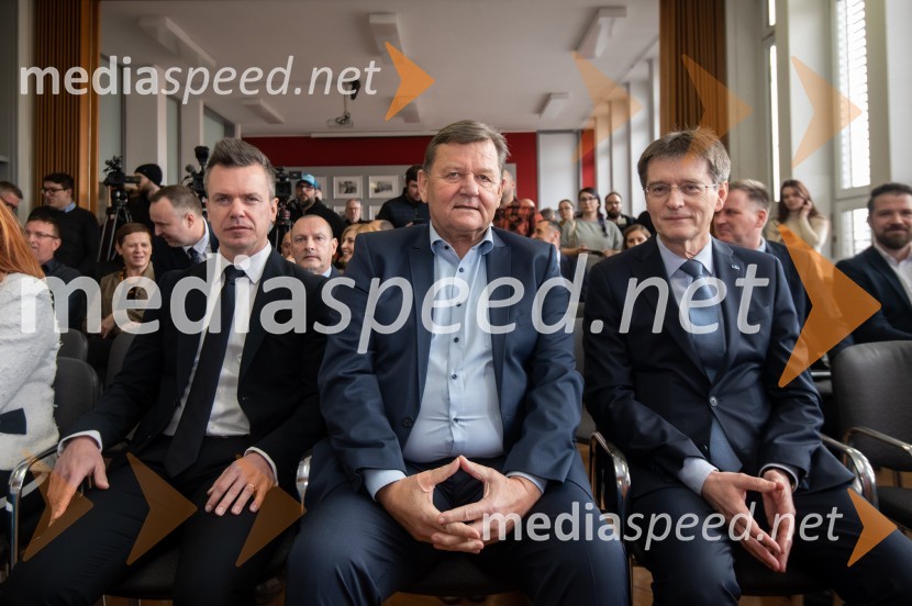 prof. dr. Matej Vesenjak, dekan, Fakulteta za strojništvo UM; dr. Aleksander Jevšek, minister za kohezijo in regionalni razvoj; prof. dr. Zdravko Kačič, rektor Univerze v MariboruSlovesna otvoritev prenovljenega laboratorija Pomurski laboratorij