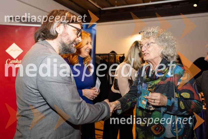  Aljoša Harlamov, urednik Cankarjeve založbe;  Monika Žagar, pisateljicaSrečanje avtorjev Mladinske knjige in Cankarjeve založbe