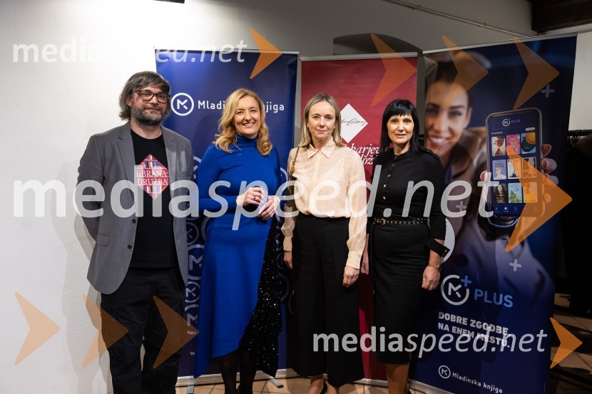  Aljoša Harlamov, urednik Cankarjeve založbe; dr. Alenka Kepic Mohar, glavna urednica Mladinske knjige;  Simona Mele, predsednica uprave Mladinska knjiga;  Karmen Pangos,  članica uprave, Mladinska knjigaSrečanje avtorjev Mladinske knjige in Cankarjeve založbe