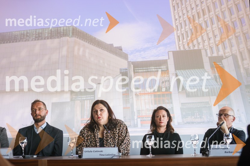  Sebastjan Vrhovnik, zborovodja;  Uršula Cetinski, generalna direktorica, Cankarjev dom;  Tina Lešničar, novinarka;  Simon Popek, vodja filmskega programa Cankarjevega domaPredstavitev vrhuncev spomladanskega dela sezone 2023/24 Cankarjevega doma, novinarska konferenca