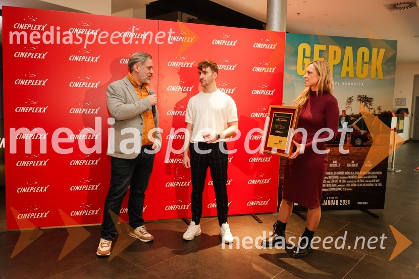  Klemen Dvornik, filmski in televizijski režiser ter predsednik NS DSR;  Žiga Kukovič, režiser;  Viktorija Martinović, CineplexxPodelitev Zlate role filmu Gepack