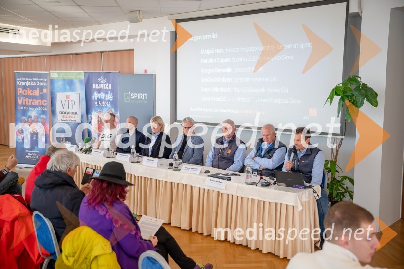  Dean Windisch, vodja glasbene založbe Menart Records;  Luka Vrančič, Turizem Kranjska Gora;  Henrika Zupan, županja, Kranjska Gora;  Matjaž Han, minister za gospodarstvo, turizem in šport;  Gregor Benedik, predsednik organizacijskega komiteja Pokala Vitranc;  Srečko Medven, generalni sekretar pokala Vitranc;  ... VIP dogodek pred Pokalom Vitranc 2024