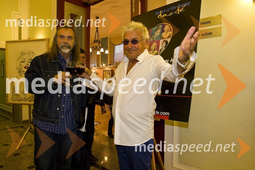 Dragan Bulič, glasbeni urednik Radia Slovenija in prof. Daniele Ermes Dondé, italijanski slikarThe Art of Luxury, from Gustav Klimt to Marilyn Monroe, otvoritev razstave Daniele Ermes Donde