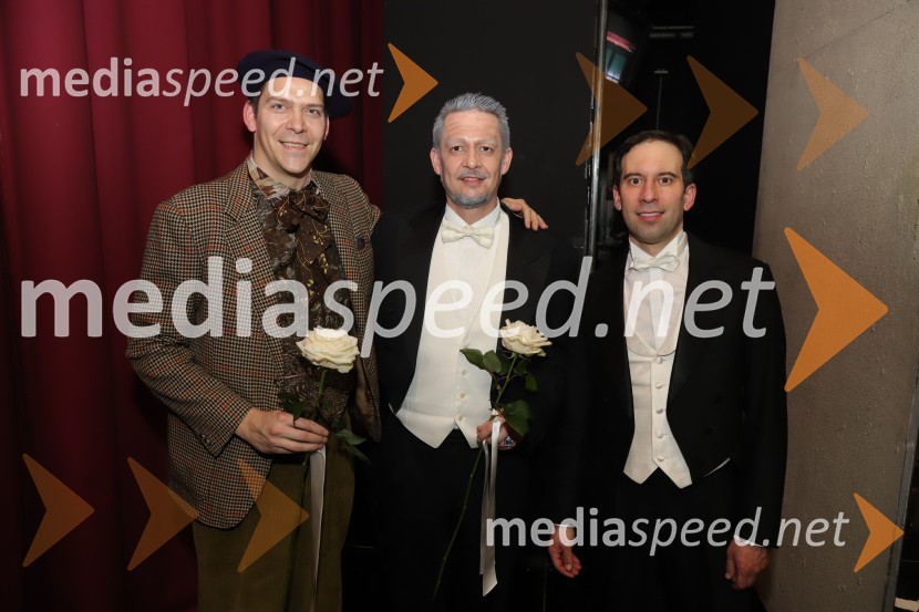  Bogdan  Stopar, operni solist;  Sebastijan Čelofiga, baritonist, operni pevec;  Simon Krečič, umetniški direktor Opere SNG MariborPremiera Puccinijeve opere Lastovka v Operi in Baletu Slovenskega narodnega gledališča Maribor