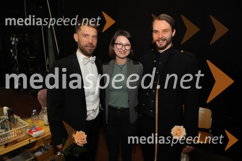  Kristijan Ostanek, igralec;  Špela Junger, SNG Maribor;  Blaž Dolenc, igralecTartuffe, premiera v SNG Maribor