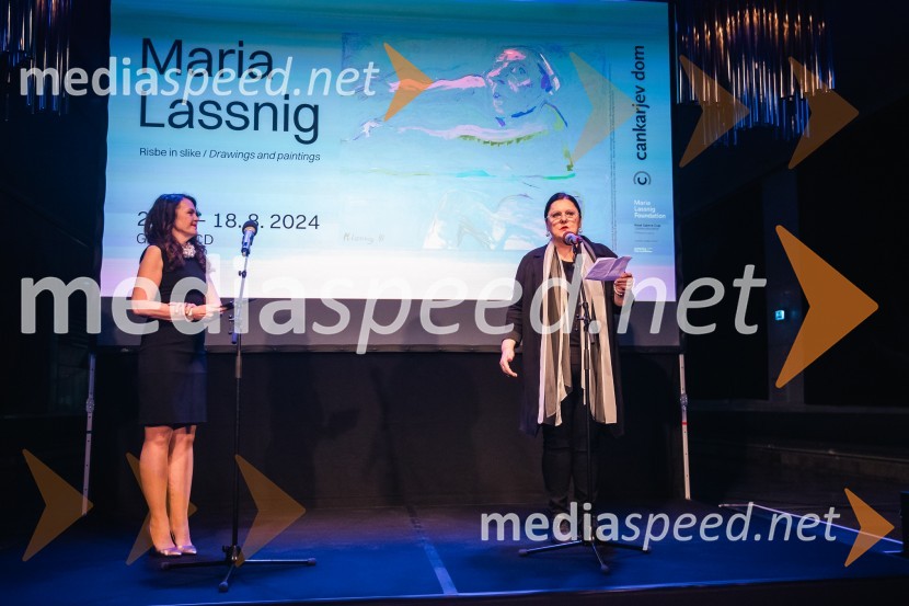  Tajda Lekše, voditeljica;  Uršula Cetinski, generalna direktorica, Cankarjev domOdprtje razstave Marie Lassnig v Cankarjevem domu