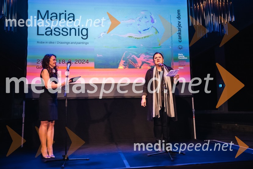  Tajda Lekše, voditeljica;  Uršula Cetinski, generalna direktorica, Cankarjev domOdprtje razstave Marie Lassnig v Cankarjevem domu
