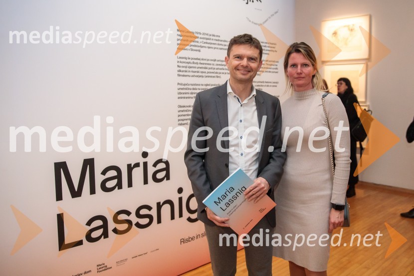 mag. Boštjan Škufca Zaveršek, podpredsednik uprave, Telekom Slovenija;  Sonja Škufca Zaveršek, Setcce d.o.o.Odprtje razstave Marie Lassnig v Cankarjevem domu