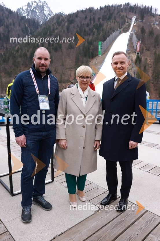  Uroš Zupan, direktor, Smučarska zveza Slovenije ; dr. Nataša Pirc Musar, predsednica Republike Slovenije;  Andrzej Duda, predsednik Republike PoljskePlanica 2024, četrtek