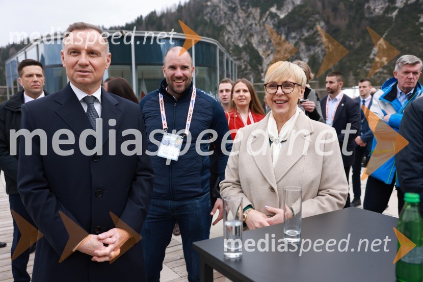  Andrzej Duda, predsednik Republike Poljske;  Uroš Zupan, direktor, Smučarska zveza Slovenije ; dr. Nataša Pirc Musar, predsednica Republike SlovenijePlanica 2024, četrtek