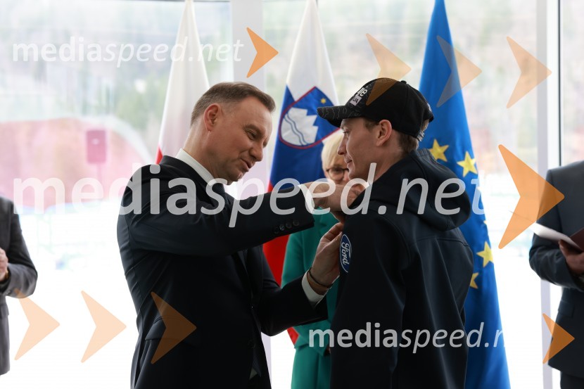  Andrzej Duda, predsednik Republike Poljske;  Anže Lanišek, smučarski skakalecPlanica 2024, četrtek