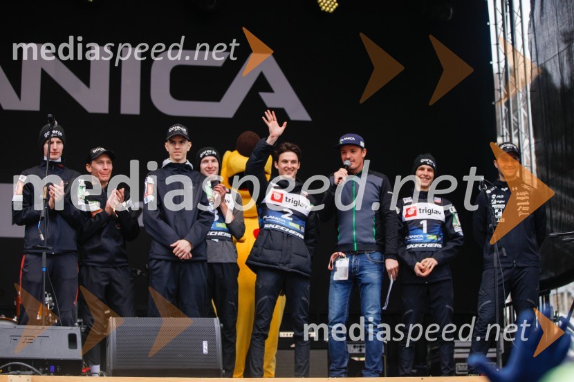  Lovro Kos, smučarski skakalec;  Anže Lanišek, smučarski skakalec;  Žak Mogel, smučarski skakalec;  Žiga  Jelar, smučarski skakalec;  Maksim Bartolj, smučarski skakalec;  Mitja Šeško, moderator prireditev ;  Matija Vidic, smučarski skakalec;  Robert Hrgota, trener slovenske skakalne reprezentancePlanica 2024, četrtek