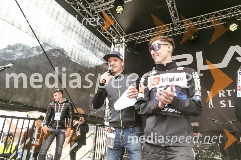  Mitja Šeško, moderator prireditev ;  Timi Zajc, smučarski skakalecPlanica 2024, četrtek