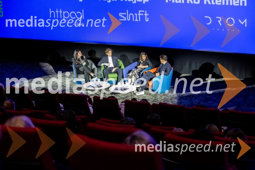  Eva Škedelj, vodja prodaje Metinih platform;  Marko Klemen, umetniški direktor, DROM agency;  Teja Rajšp, direktorica digitalnih projektov, agencijs Shift;  Drago Mlakar, kreativni direktor, agencija andGustavDan družbenih omrežij 2024