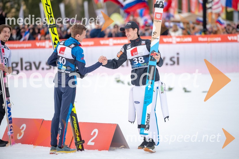  Daniel Huber, smučarski skakalec;  Peter  Prevc, smučarski skakalecPlanica 2024, petek in zmaga Petra Prevca