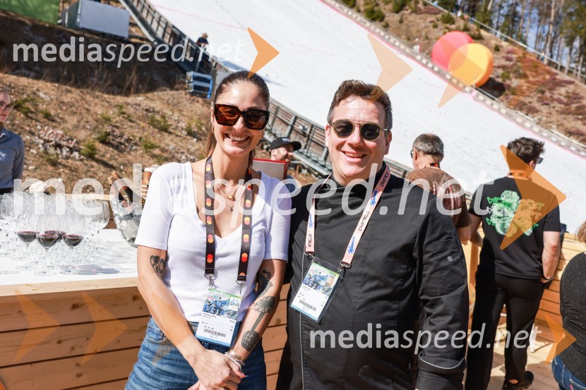  Alma Kochavy, nekdanja manekenka in model, podjetnica;  Jorg Zupan, solastnik, AFTRPlanica 2024, petek in zmaga Petra Prevca