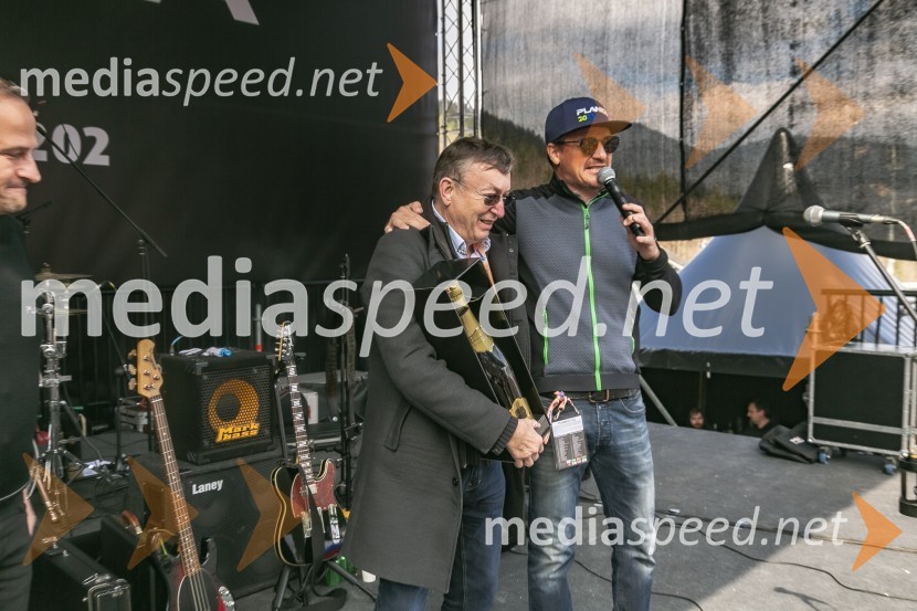 dr. Andrej Stare, televizijski komentator;  Mitja Šeško, moderator prireditev Planica 2024, sobota