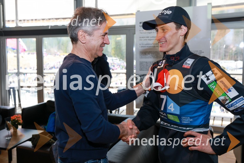 dr. Robert Golob, predsednik vlade RS;  Peter  Prevc, smučarski skakalecPlanica 2024, sobota