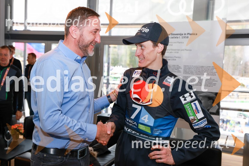  Klemen Boštjančič, minister za finance;  Peter  Prevc, smučarski skakalecPlanica 2024, sobota