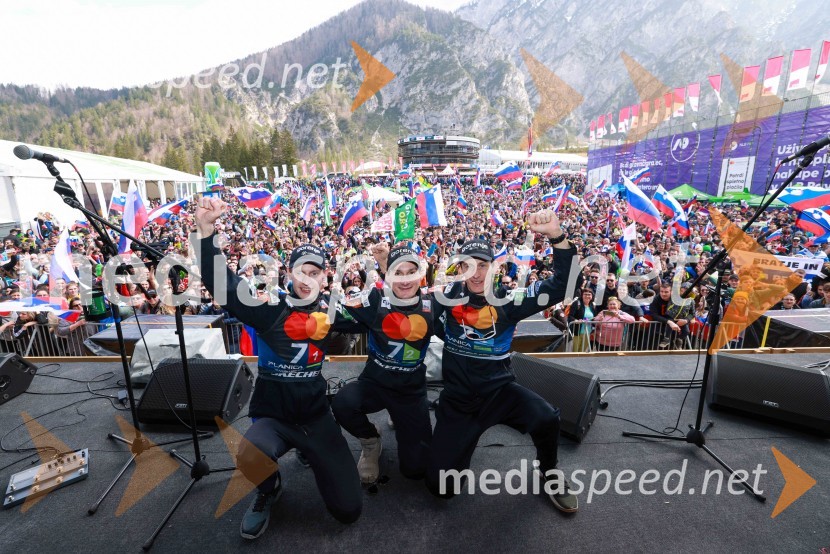  Lovro Kos, smučarski skakalec;  Domen Prevc, smučarski skakalec;  Peter  Prevc, smučarski skakalecPlanica 2024, sobota