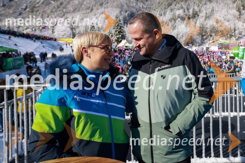 dr. Nataša Pirc Musar, predsednica Republike Slovenije;  Tomaž Šušteršič, generalni sekretar organizacijskega komiteja PlanicaPlanica 2024, nedelja