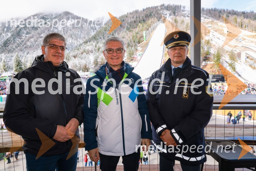  Boštjan Poklukar, minister za notranje zadeve RS;  Franjo Bobinac, predsednik, Olimpijski komite Slovenije; mag. Robert Ferenc, namestnik generalnega direktorja policijePlanica 2024, nedelja