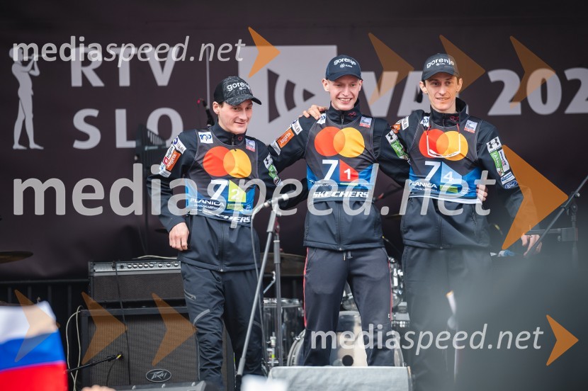  Domen Prevc, smučarski skakalec;  Lovro Kos, smučarski skakalec;  Peter  Prevc, smučarski skakalecPlanica 2024, sobota