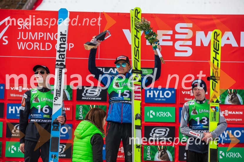  Domen Prevc, smučarski skakalec;  Daniel Huber, smučarski skakalec (Avstrija);  Aleksander Zniszczol, smučarksi skakalec (Poljska)Planica 2024, nedelja