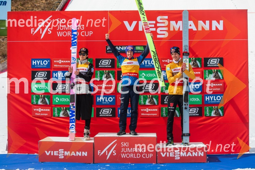  Ryoyu Kobayashi, smučarski skakalec (Japonska);  Stefan Kraft, smučarski skakalec (Avstrija);  Andreas Wellinger, smučarski skakalec (Nemčija)Planica 2024, nedelja