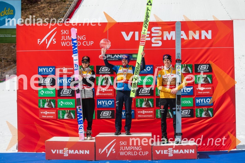  Ryoyu Kobayashi, smučarski skakalec (Japonska);  Stefan Kraft, smučarski skakalec (Avstrija);  Andreas Wellinger, smučarski skakalec (Nemčija)Planica 2024, nedelja