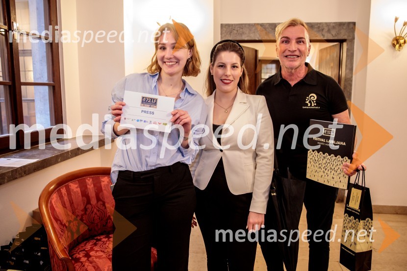  Saša Strmšnik, Festival Ljubljana;  Tina Berk, sodelavka za odnose z javnostmi, Festival Ljubljana;   Igor  Jelen-Iggy, Hiša umetnosti IGEN CeljeNovinarska konferenca 72. Ljubljana Festivala