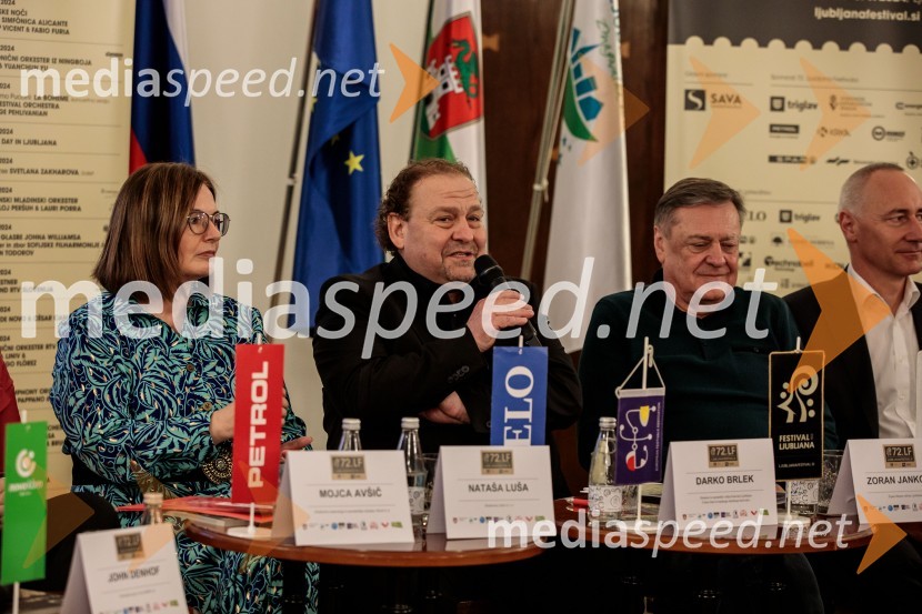  Nataša  Luša, direktorica družbe Delo d.o.o.;  Darko Brlek, direktor in umetniški vodja, Festival Ljubljana;  Zoran Janković, župan, Mestna občina LjubljanaNovinarska konferenca 72. Ljubljana Festivala